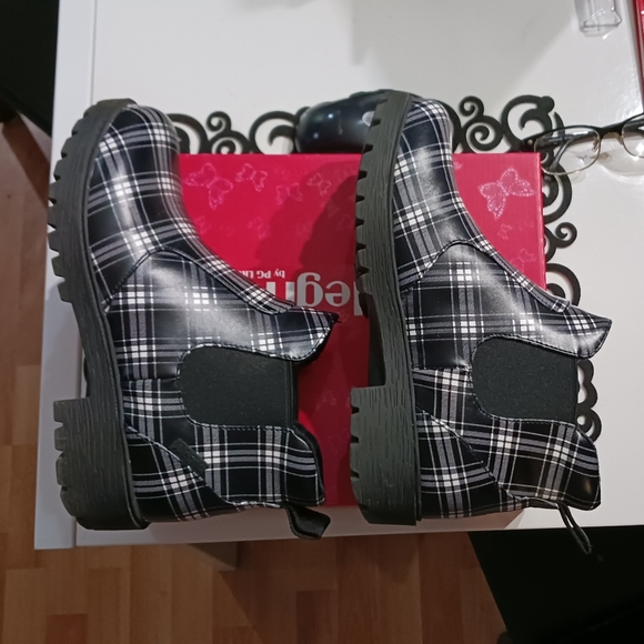 Alegria black plaid ankle boots size 38 8 - 8.5 - Picture 8 of 10